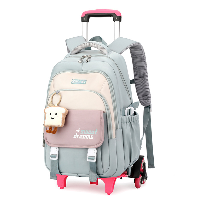 Mochila escolar de varilla de tracción para niños de escuela primaria para niñas seis ruedas pueden subir escaleras 2 - 6 grados 5 gran capacidad de doble uso impermeable para reducir la carga 12