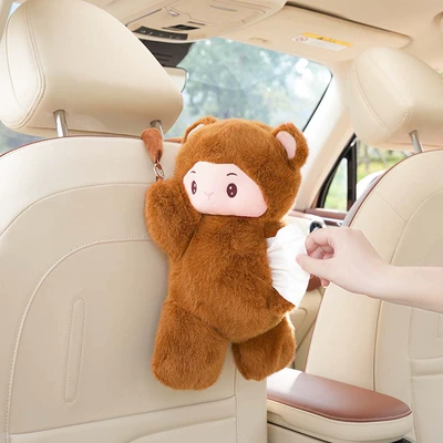 Car tissue box/set Penguin Plush Doll Car Chair - tissue-box-hanging-style-brown-monkey