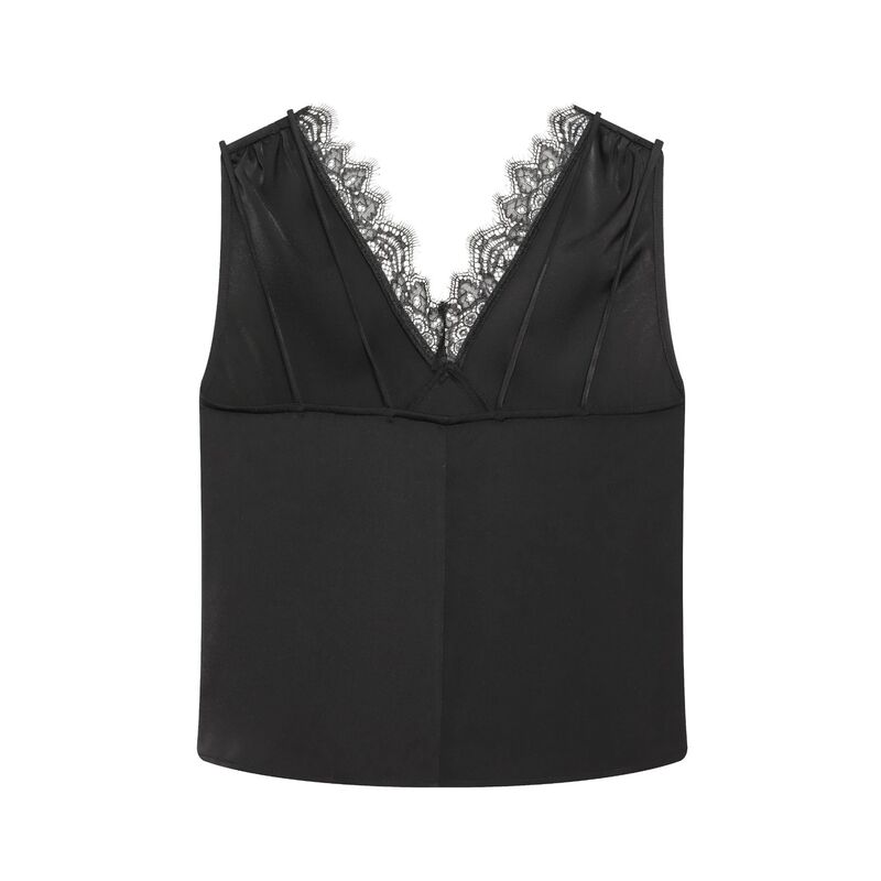 2026 Spring New Year Pure Desire Style Vest, Feminine Sexy Outfit, V-Neck Lace Trim Sleeveless Top 1331817