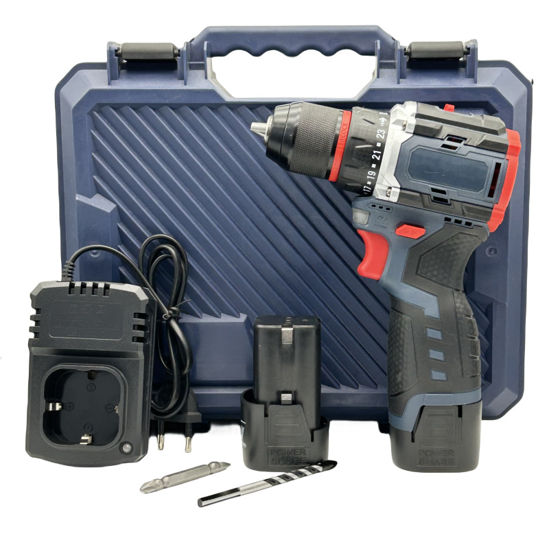 Venta al por mayor sin escobillas taladro recargable pequeña pistola de acero batería de litio gran par impacto taladro de mano destornillador eléctrico