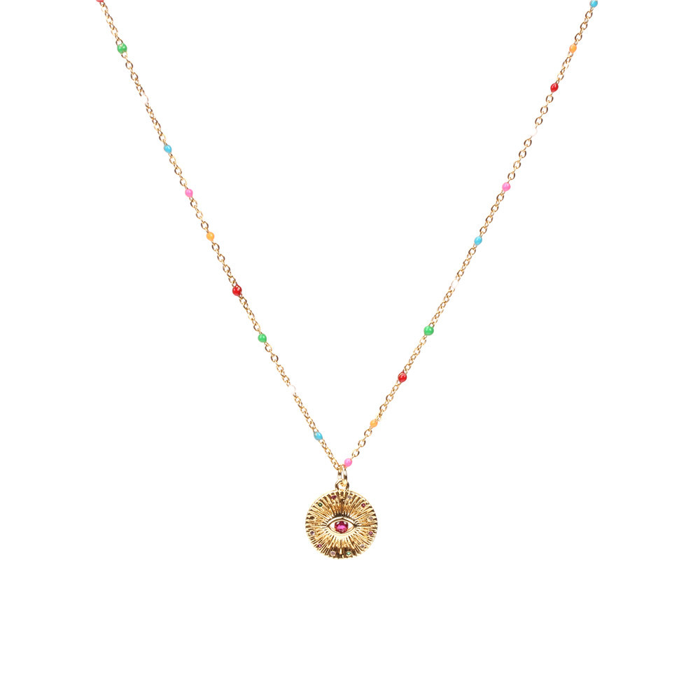 Wholesale Jewelry Devil's Eye Zircon Pendant Stainless Steel Necklace Nihaojewelry display picture 5