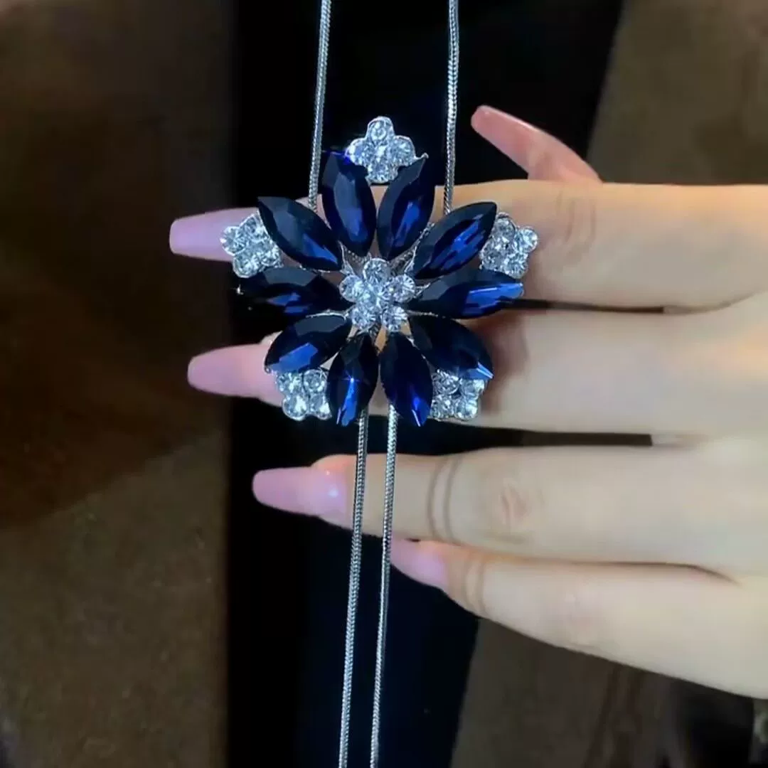 Корейский стиль, цепочка для свитера с кристаллами и цветами, модная длинная роскошная универсальная цепочка для свитера с кисточками и кристаллами для женщин