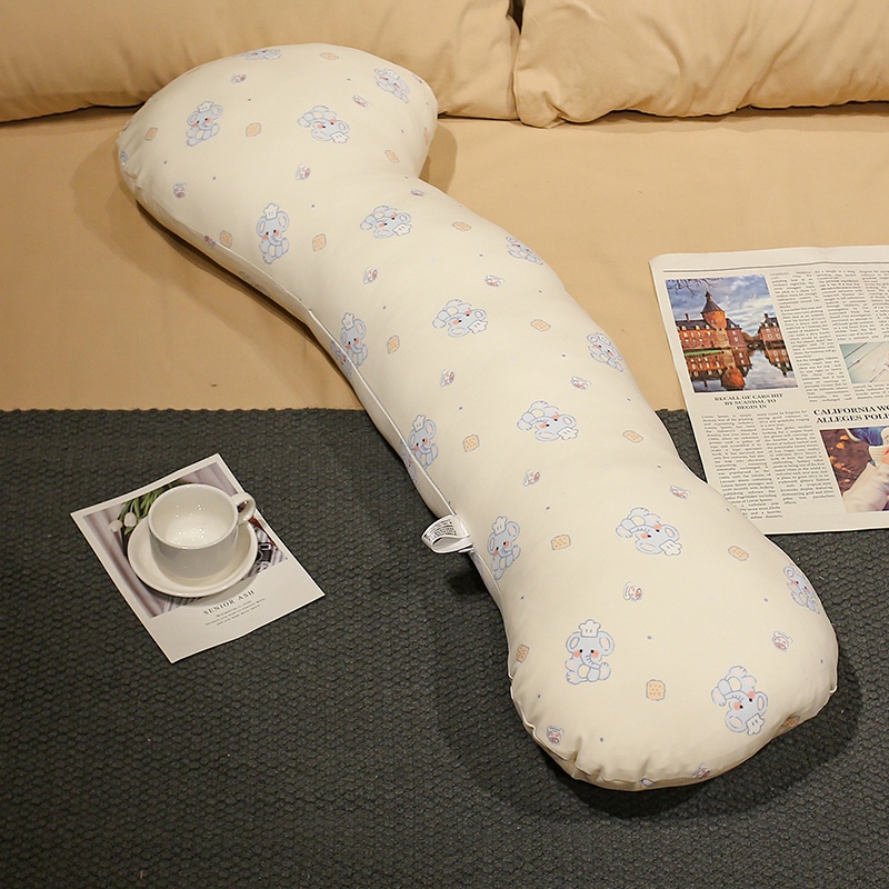 Almohada Larga de Cuerpo para Dormir de Algodón Puro y Poliéster para Embarazadas