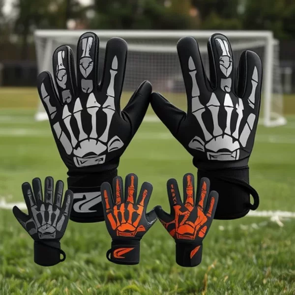 Football Goalkeeper Gloves Skeleton Bone Ghost Claw Kidsren Adult Training Game Goalkeeper Gloves with Finger Protection Wear-Resistant