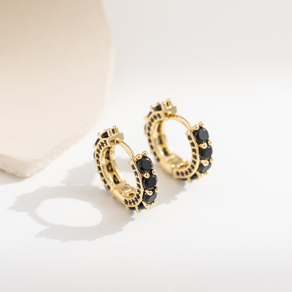 Zircon Inlay Material 1 Pair Simple Style Geometric Copper Zircon Hoop Earrings