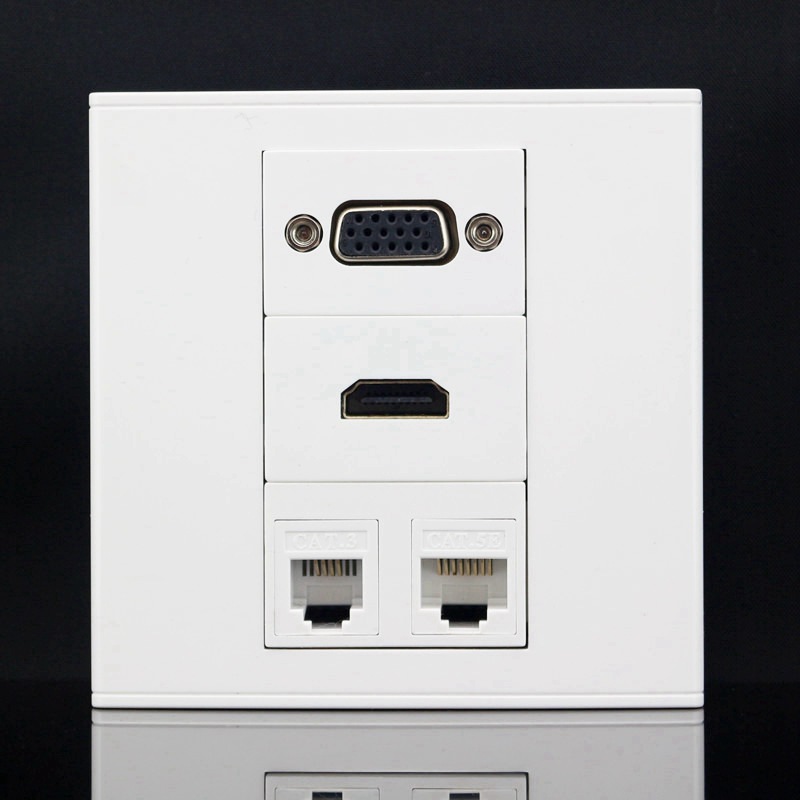86型 双口电脑电话高清面板 VGA投影仪插座 HDMI高清信息墙壁插座