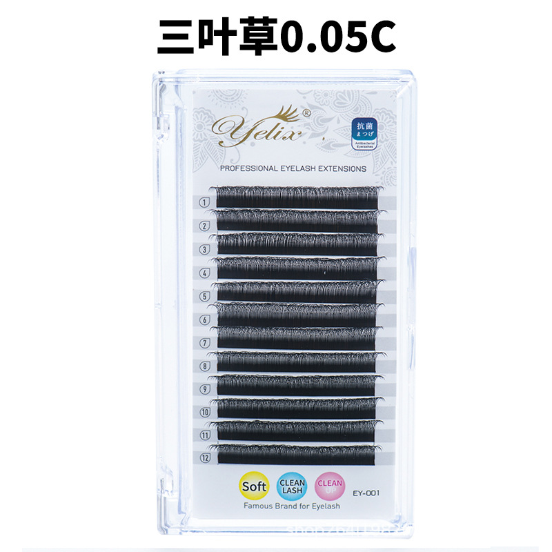 Fábrica mayorista de pestañas de trébol injerto de pestañas, pestañas falsas, pestañas ultra suaves, no dispersas, raíces densas naturales, para la tienda de pestañas especiales