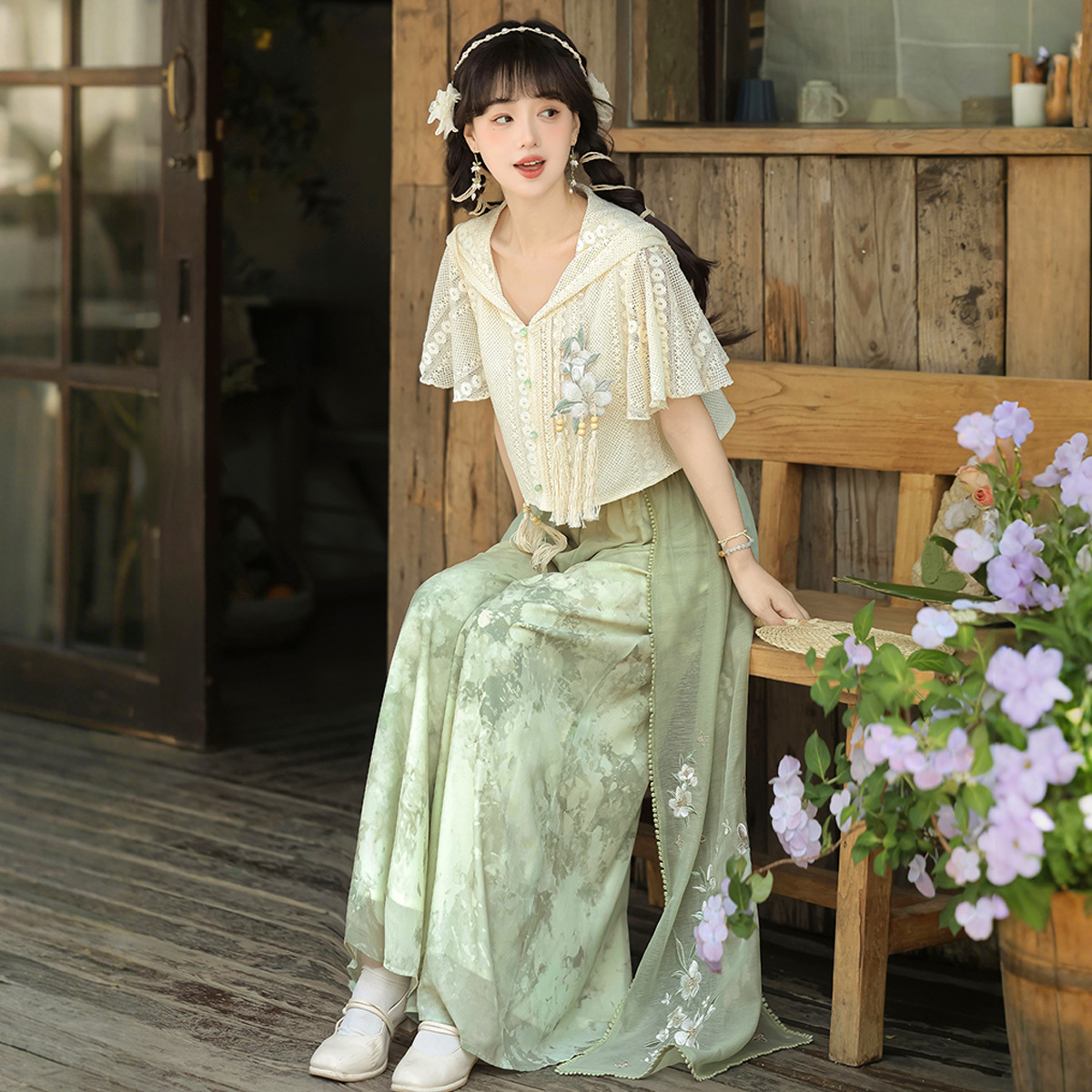 2026 Yimengge Original Design Spring Rain Chinese Style Han Elements New Chinese Style Women's Top and Pants Set 9602