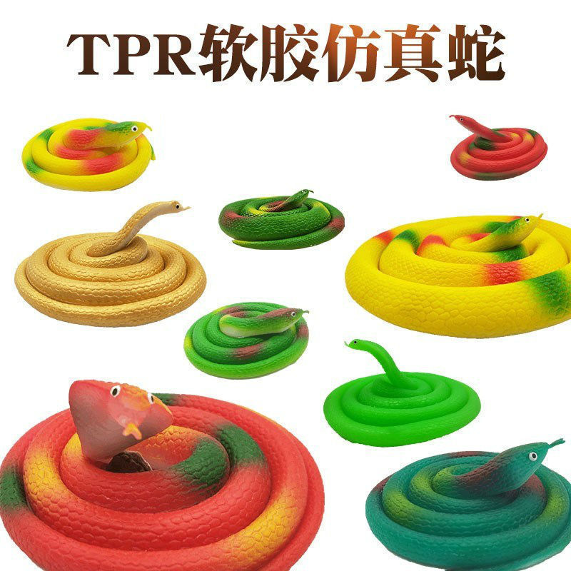Manufacturer Wholesale 75cm Environmentally Friendly Rubber Snake Trick Toy Soft Rubber Fake Snake Halloween Spoof Trick Toy Snake
