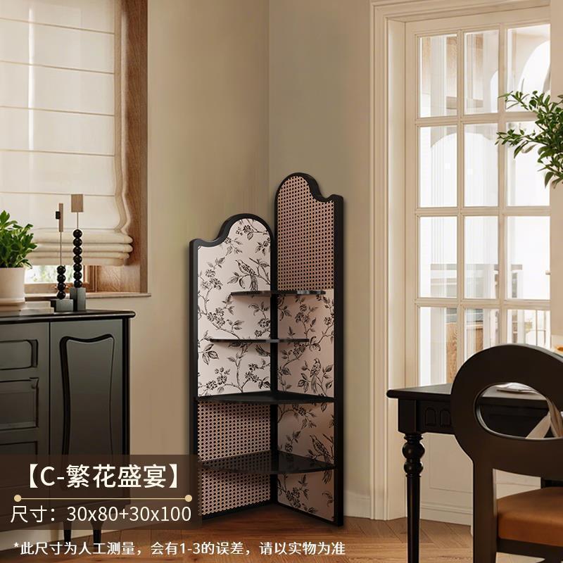 中古风转角置物架客厅角落展示架卧室拐角家用多功能收纳架其它|undefined