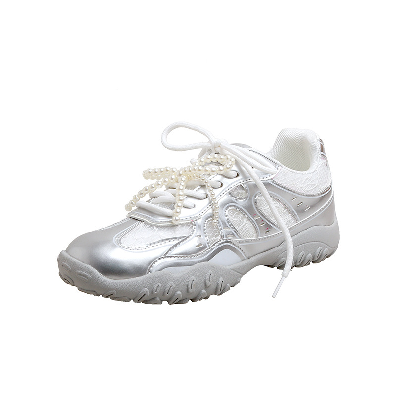 Nuevo aumento de altura de primavera de la uva de la madre ~ encaje de perlas casuales versátiles Agan De entrenamiento de skate para mujeres