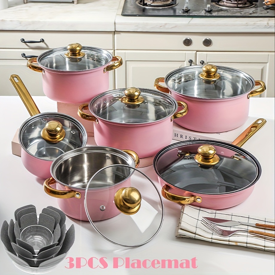 10pcs Stains Steel Cookware Set Kitchen Dining Utensilios de cocina de acero inoxidable