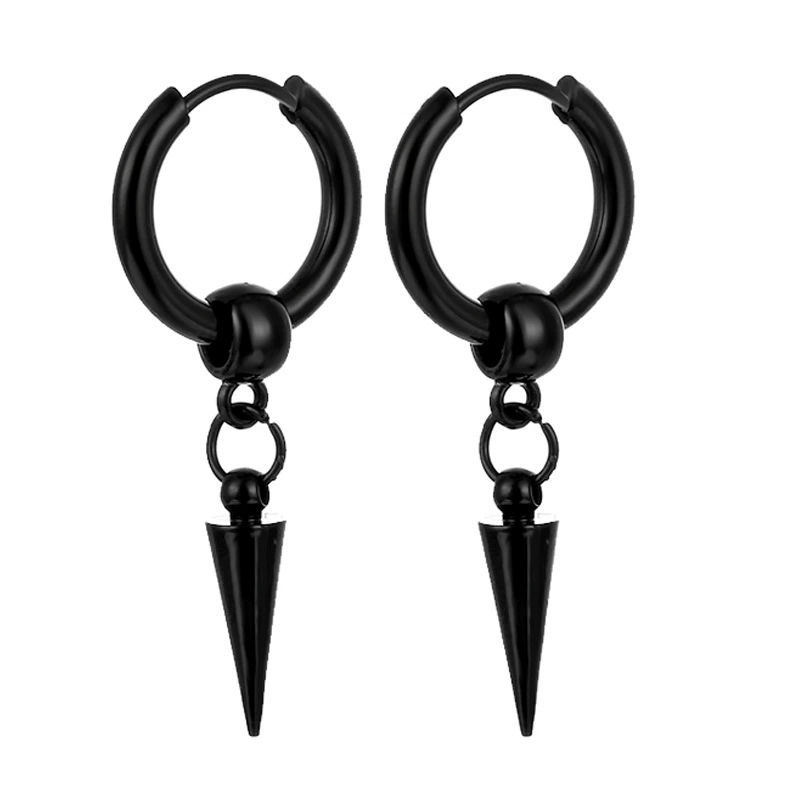 Чёрные серёжки из нержавеющей стали, цепь, подвеска, Aliexpress