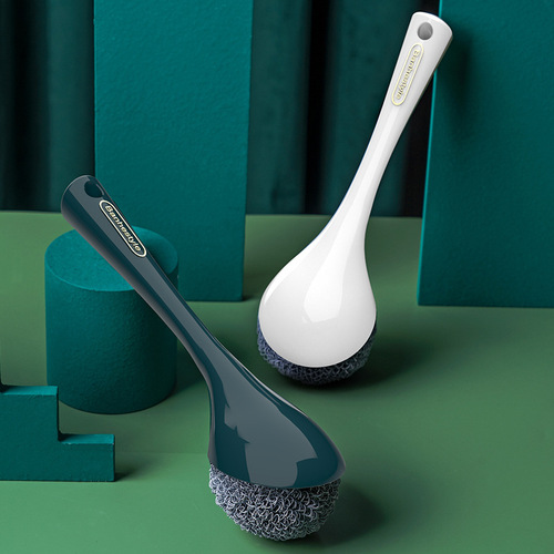 Solid long-handled kitchen pot-washing brush, decontamination cleaning ball, removable and replacement household cleaning dishwashing brush and pot-washing brush