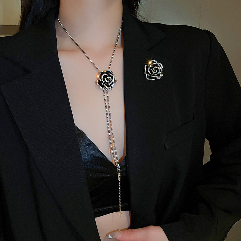 欧美跨境几何水滴高级感项链小众气质冷淡风毛衣链秋冬新款饰品女详情14