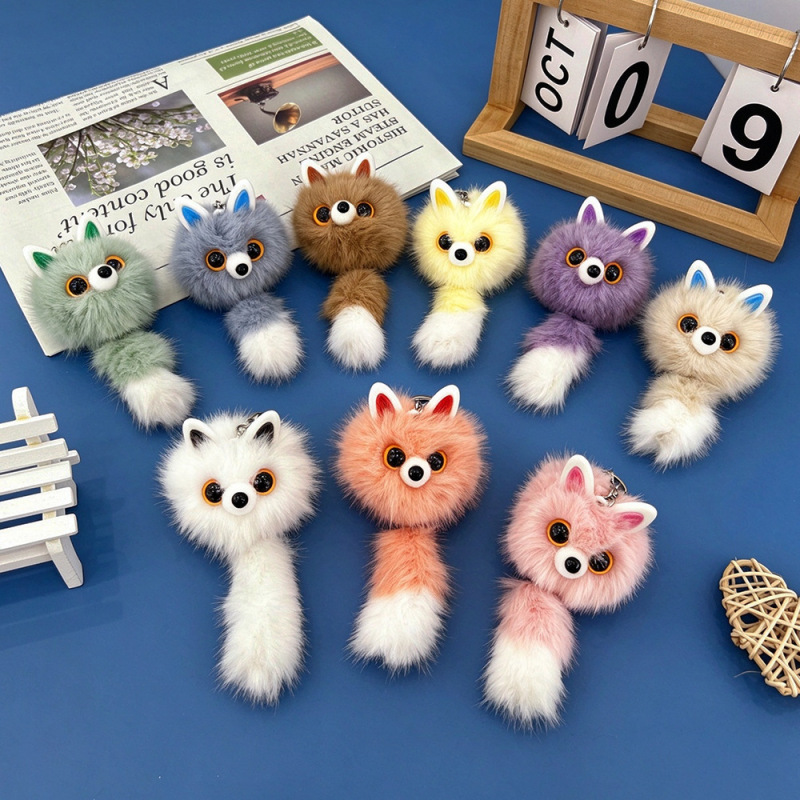 Imitation Mink Fur Ears Plush Bag Pendant Keychain Fox Backpack Decoration Fox Tail Accessory Imitation Mink Fur Ears Plush Bag Pendant Keychain Fox Backpack Decoration Fox Tail Accessory