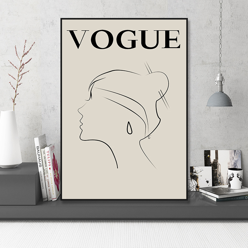 Abstract Desktop Painting Fashion Line Black and White Art Hanging Painting Clothing Store Decorative Painting Bedroom Simple Bedside Mural
