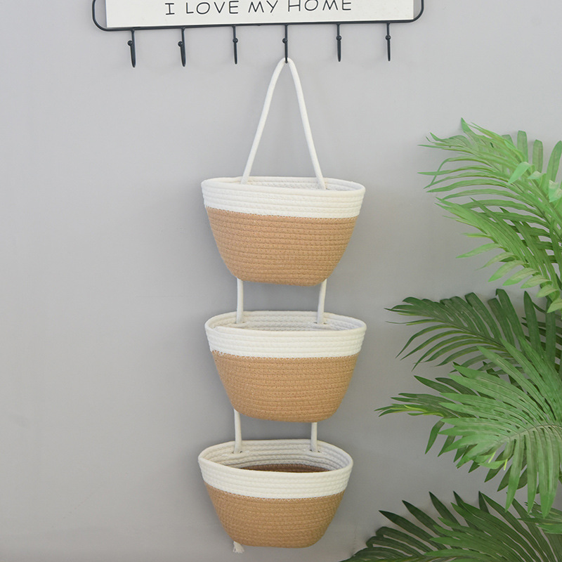 クリスマスツリー三段物置棚寝室客間装飾バスケットかわいい手作りバスケット玄関掛け収納バスケット