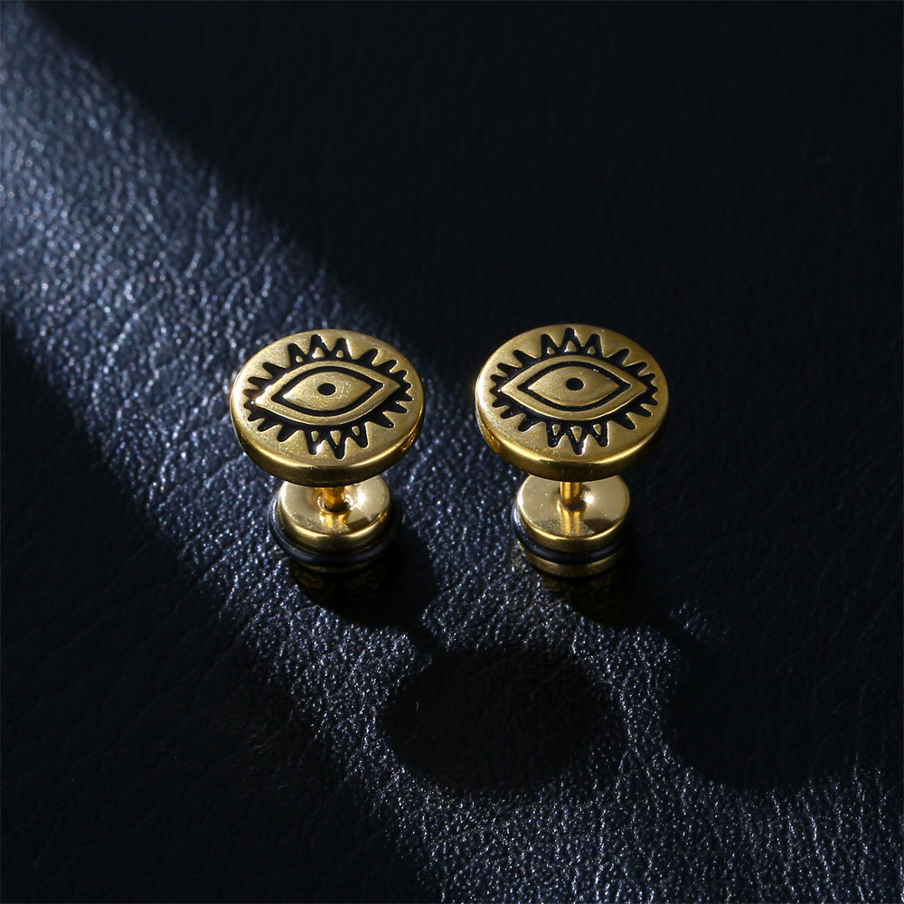 Retro Round Devilu0027S Eye Stainless Steel Plating Earrings 1 Pair