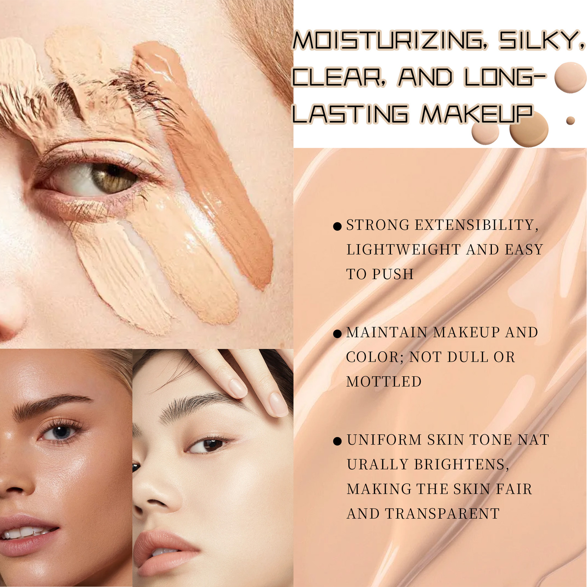 Cross-border makeup foundation, matte concealer, long-lasting makeup without smudge, pore-invisible foundation, European and American makeup foundation cream Item Picture
