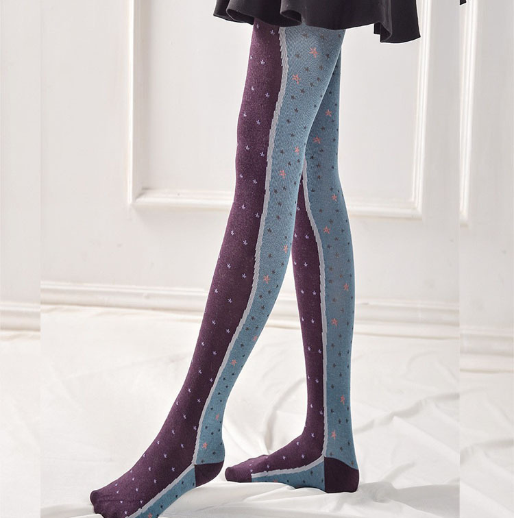 9402在庫あり卸売 日本製ジャカード織り配色保温レギンス 秋冬ニットジャカード糸パンスト 女性用