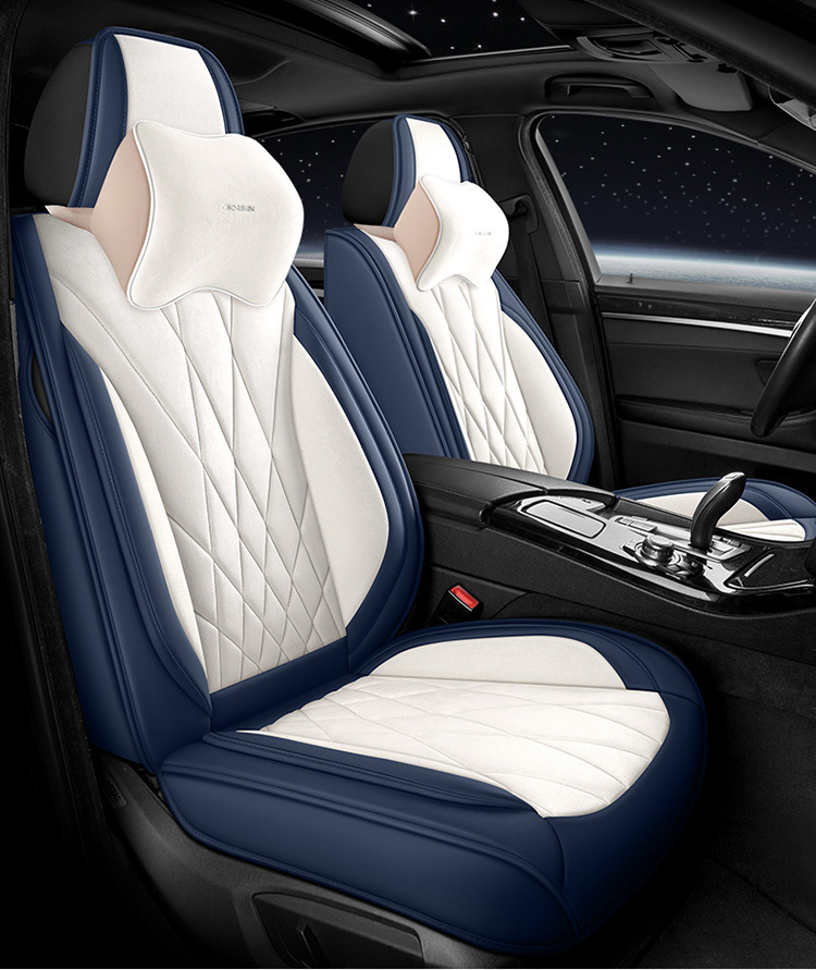 Five-Seater Universal Suede Leather Car Seat Cushion, Fully Enclosed, Wear-Resistant and Comfortable, Universal Car Seat Cover for All Seasons