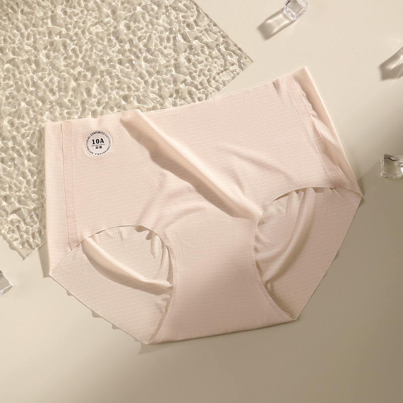 Ropa interior de seda de hielo para mujer, entrepierna antibacteriana de algodón puro, cintura media, transpirable, pantalones cortos triangulares finos para niña, ropa interior sin costuras, verano