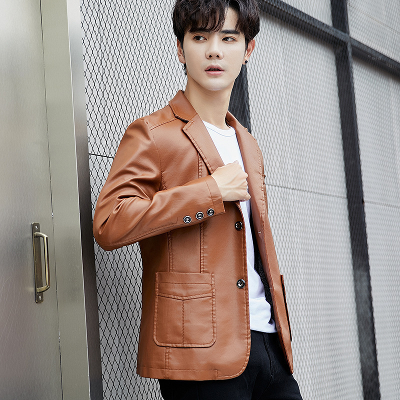 Chaqueta de cuero para hombre 2024 primavera y otoño nueva moda locomotora delgada versión coreana hermosa chaqueta de cuero de negocios de cuero para jóvenes