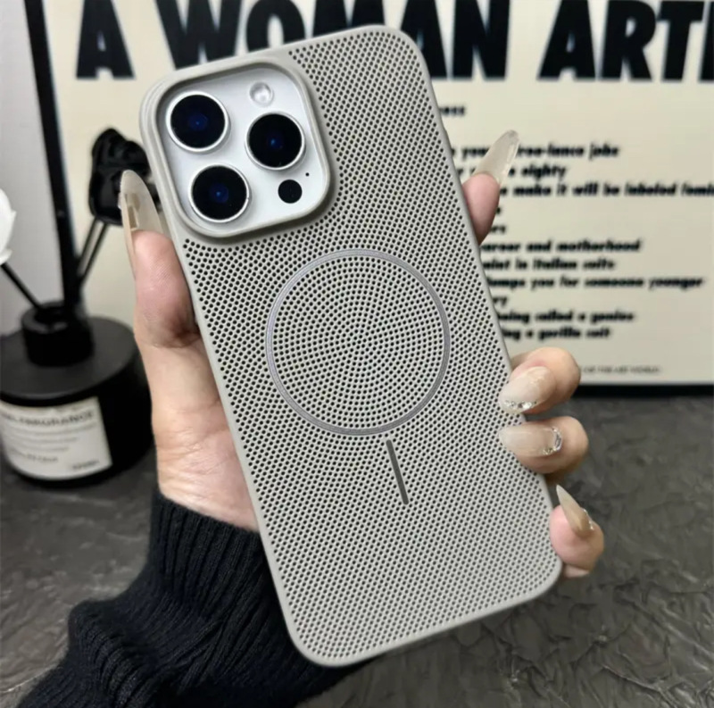 夏の目の穴の通気性の放熱はリンゴの16promaxの細い輪の磁気吸引の携帯の箱のiPhone15の全包みの14を適用します。|undefined