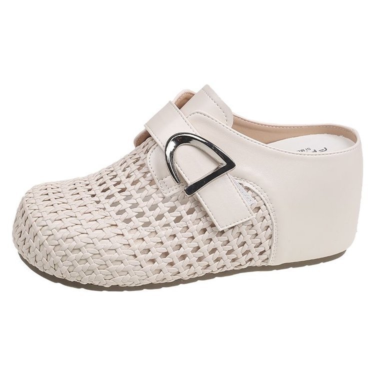Baotou hueco de fondo grueso medio zapatillas para mujeres 2026 nuevo pedazo de zapatillas frescas Bocken 9CM altura mueller zapatillas