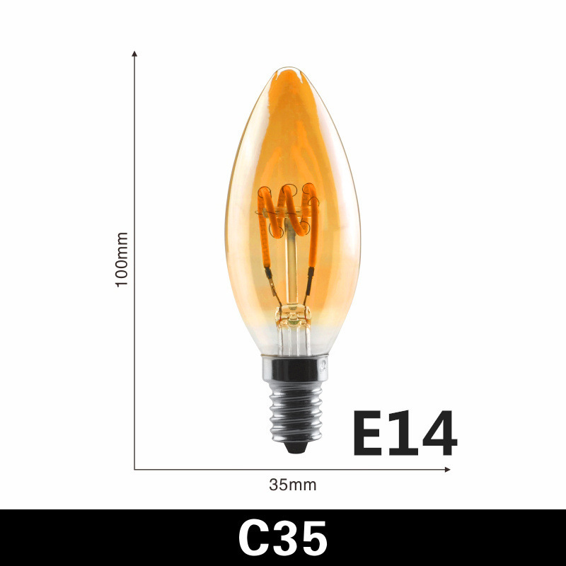 クロスボーダーエジソン電球 4 ワット調光可能な温黄色 E14E27 ソフトフィラメント LED 柔軟な 220V レトロ装飾光源|undefined
