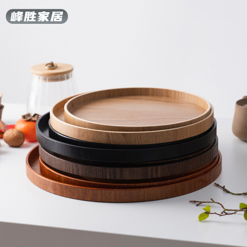 Japanese Style Vintage Wooden Tea Plate Dinner Plate Round Tray Multicolor Household Fruit Plate Tableware Wholesale Japanese Style Vintage Wooden Tea Plate Dinner Plate Round Tray Multicolor Household Fruit Plate Tableware Wholesale