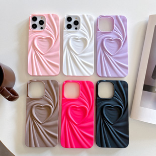 Fashionable Heart Phone Case 11 13 14 Soft Shell 15PROMAX Silicone 15 15pro Anti-fall 14pro