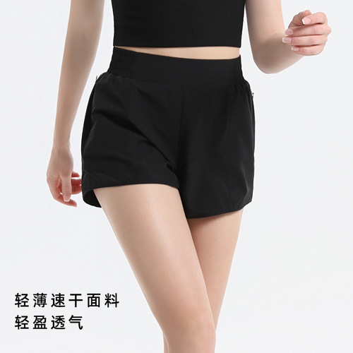 European and American new loose quick-drying sports shorts for women's summer outer wear three-point pants running and cycling double-layer shorts wholesale