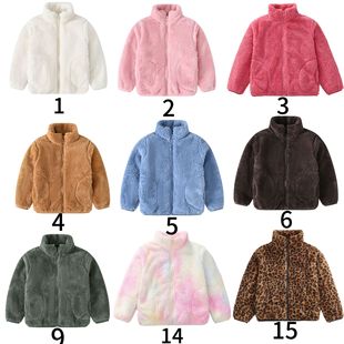 Spring and autumn new boys and girls children's clothing warm velvet solid color tie pocket long sleeve Korean foreign style coat wholesale