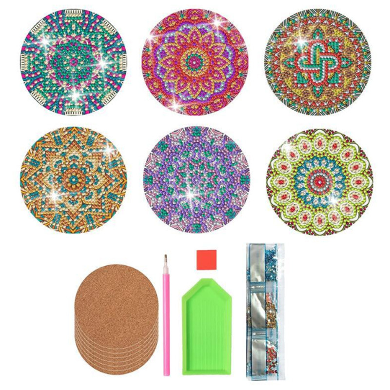 Personalizada taza de pintura de diamante transfronteriza almohadilla de taza de diamante redonda almohadilla mandala perimetral de pintura de diamante DIY
