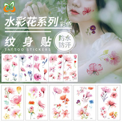 Watercolor Flower Temporary Tattoos for Women - Cross-border New Cherry Blossom Petal Design Colorful Transfer Tattoos - Waterproof and Sweatproof