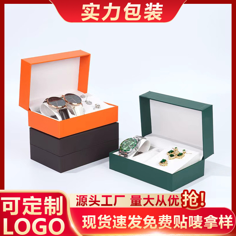 Cross-Border Large High-End Pu Leather Watch Box, High-End Watch Display Box, Black Watch Packaging Box, Storage Watch Box