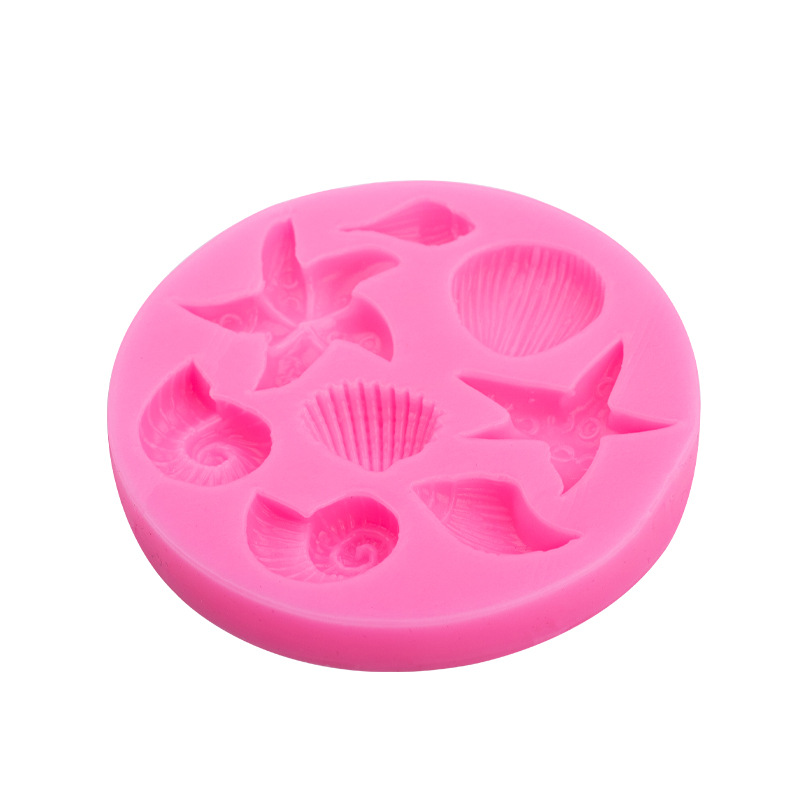 Fondant Concha molde de silicona chocolate azul océano estilo estrella de mar pastel decoración hornear