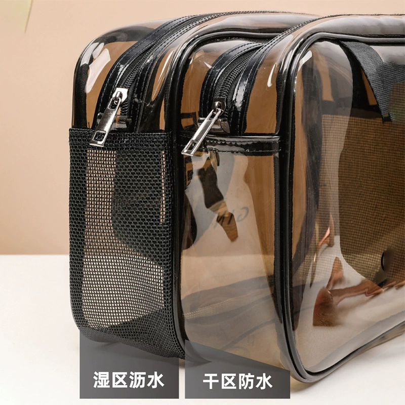 Косметичка для сухого и влажного разделения в поездке, портативная сумка-органайзер, водонепроницаемая сумка PVC