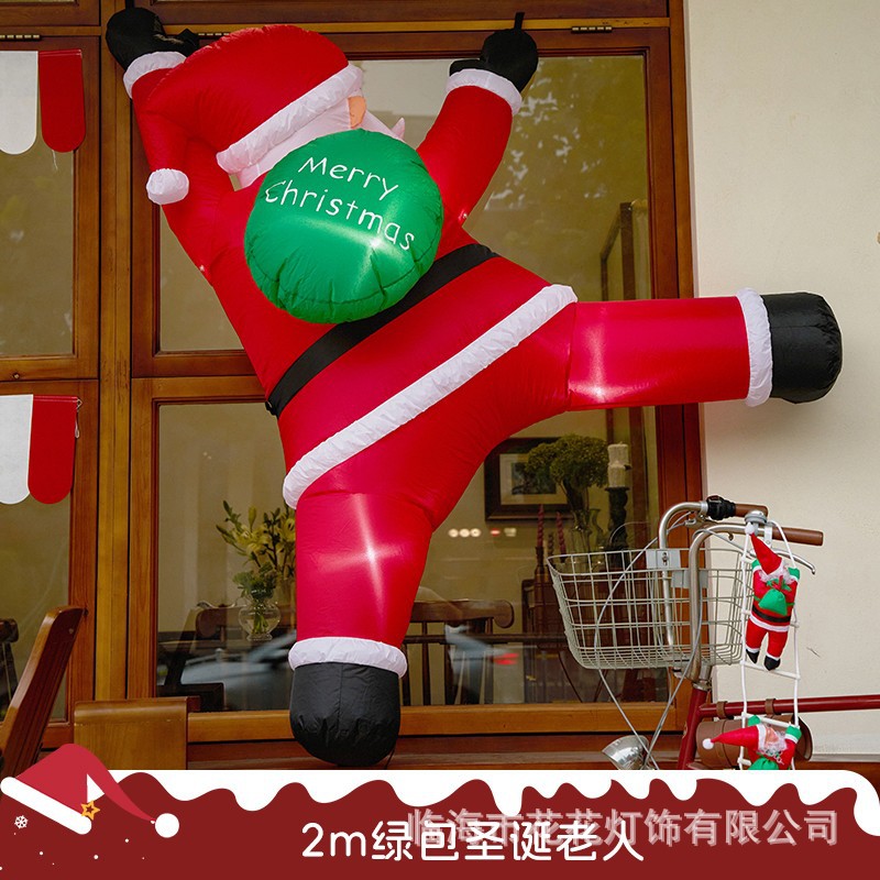 Decoración navideña dibujos animados Papá Noel escalada pared molde inflable atmósfera decoración navideña accesorios colgantes al aire libre