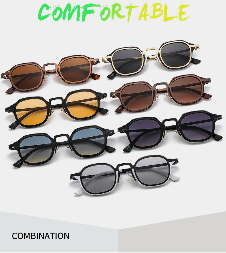 Fashion Color Block Ac UV400 Protection Square Patchwork Full Frame Women's sunglasses Running display picture 3