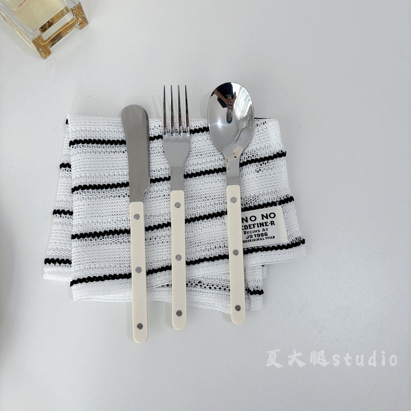 韩系ins风黑白条纹针织餐垫餐布 美食甜品拍照道具摄影背景布装饰|undefined