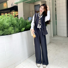 今年流行的女装套装2025秋季新款韩系松弛感马甲休闲阔腿裤两件套