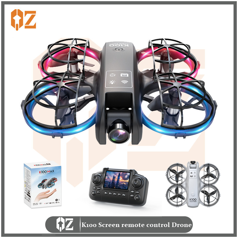 K100Mini Drone with Screen Remote Control Optical Flow Hovering Dual-Lens High-Definition Aerial Photography Ultra-Long Endurance Remote Control Aircraft