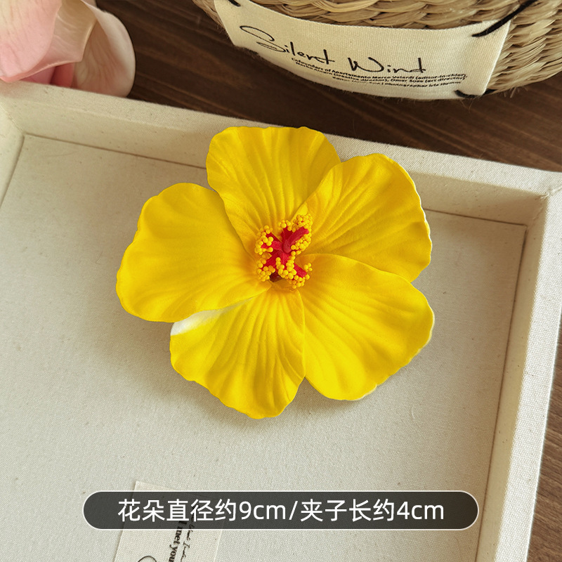 氛围感海边度假风仿真扶桑花发夹女波西米亚鸡蛋花朵发饰侧边头饰|undefined