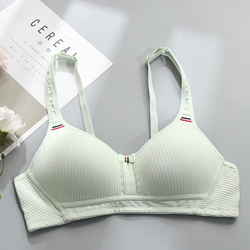 Summer pure cotton thin unlined girl's underwear for women high school and college students Korean version simple ribbed bra