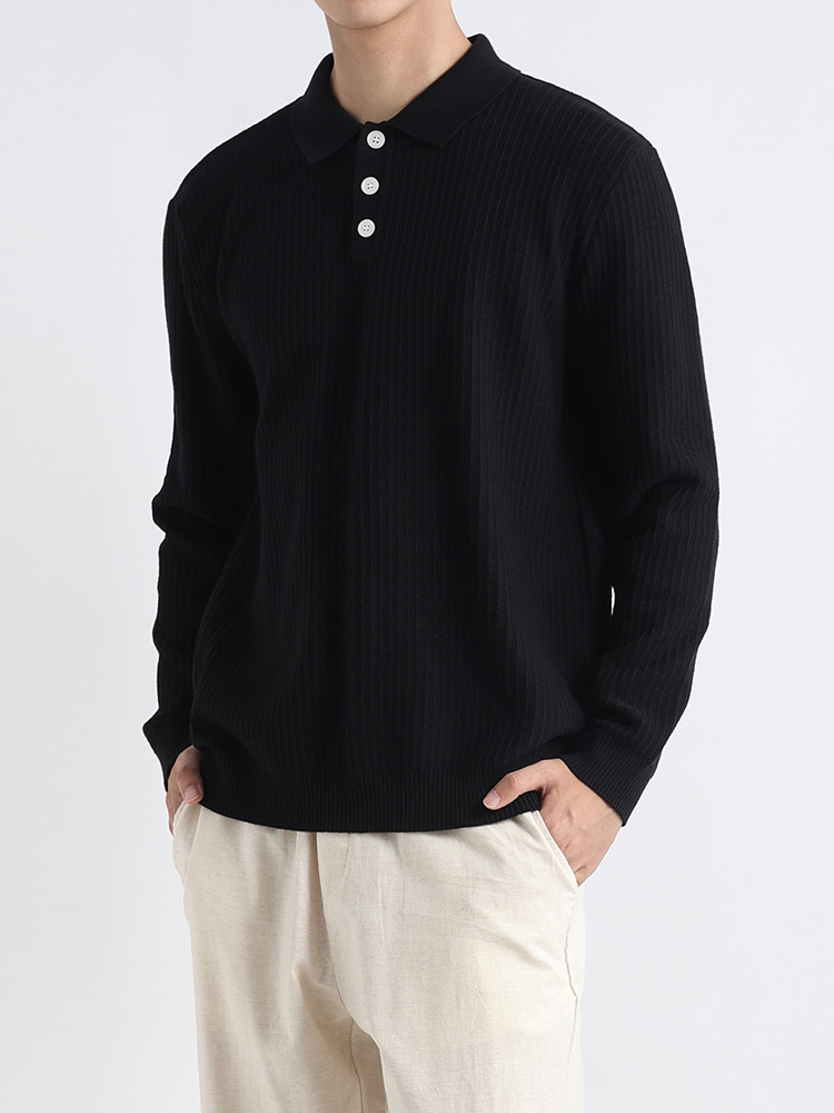 El estilo antiguo de la ropa de hombre suéter de punto hombre lujo ligero alto sentido de negocios con tapa polo americano otoño invierno