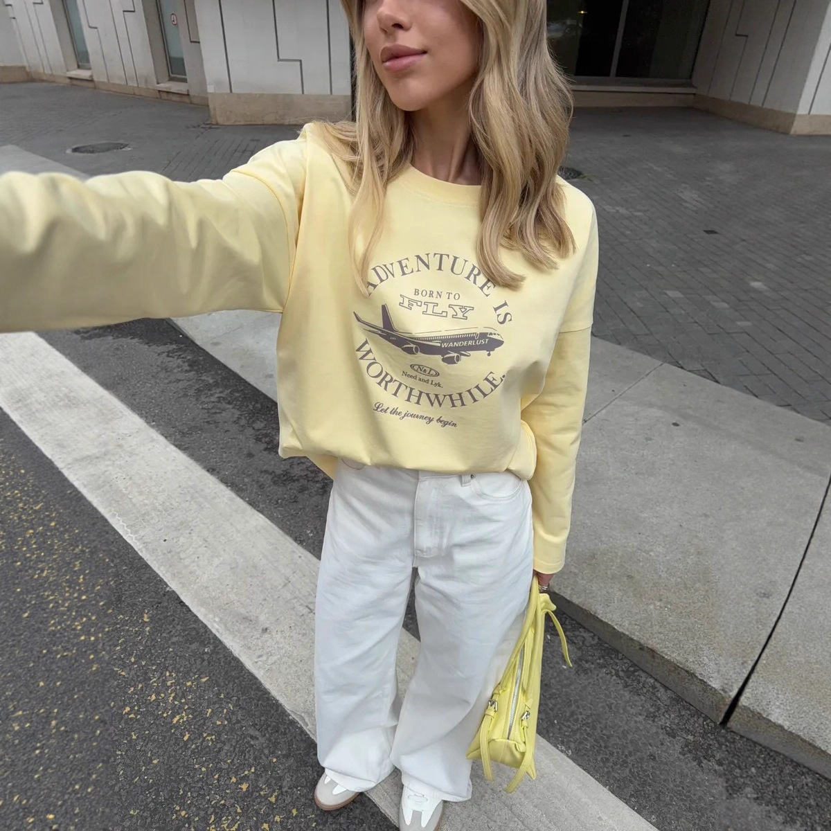 100% Cotton Long-Sleeved T-Shirt Summer New Casual Simple Trendyy Chic Design Loose Work Clothing Top for Women