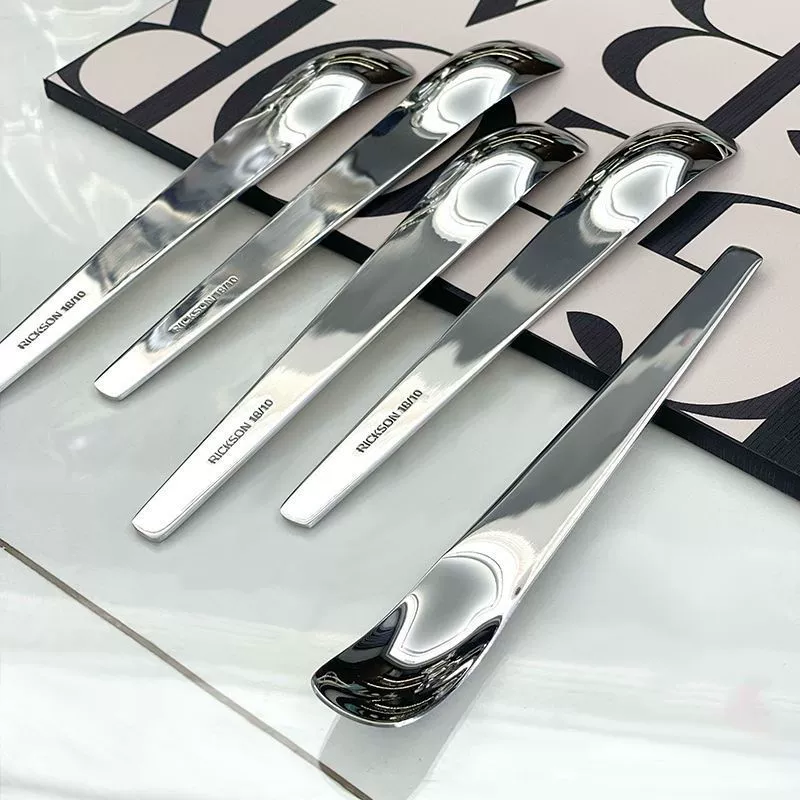 ✅Stainless steel dessert spoon eating cake spoon high-looking flat head yogurt square head internet celebrity ins coffee spoon